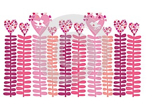 Love Heart-floral background, vector.