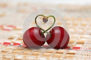 Love heart form cherry