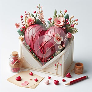 Love Heart Gift Model Illustration