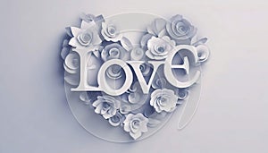 Love Heart Gray design with paper roses