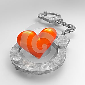 Love heart in handcuffs