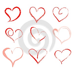 Love heart hearts vector outline shape brush stroke Eps