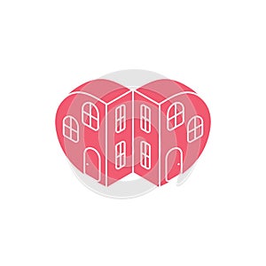 Love heart home sweet apartment design symbol vector