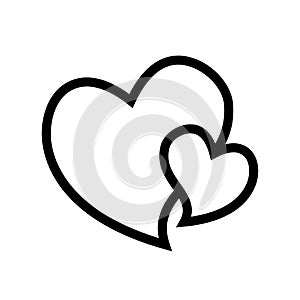 Love heart icon. Loving hearts, red like and lovely romance outline symbol. Valentine lovely passion hearted emotional drawn or