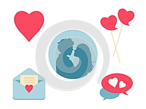 Love heart icon set. Design elements for Valentine`s Day and wedding.