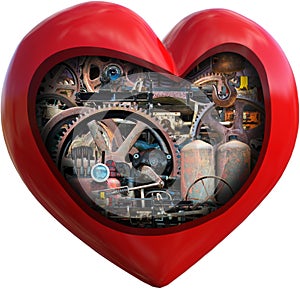 Love Heart, Machine Parts, Isolated