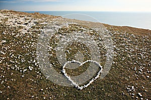 Love heart made from pebbles