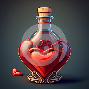 Love heart potion with red liquid. Valentine day. Generative AI