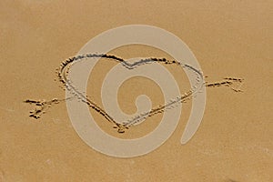 Love heart romantic beach.