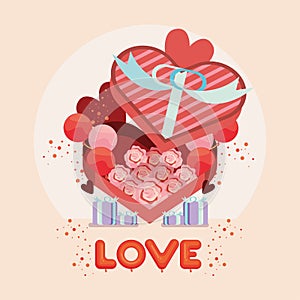 love heart roses box