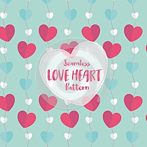 Love Heart Seamless Pattern on Romantic Pastel Color. Vector Illustration.