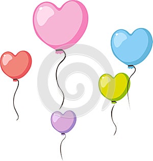 Love heart shape colorful valentines balloon fly in the air isolated on white - vector