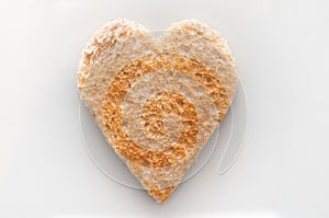 Love heart shape toast on white