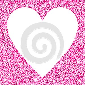 Love heart shaped illustration with pink glitter heart. Sparkle background for Valentineâ€™s day