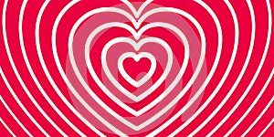 Love heart tunnel romantic background, transition from a smaller to a larger heart, romantically hypnotic effect texture