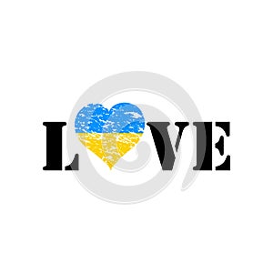 LOVE . heart with Ukrainian flag inside