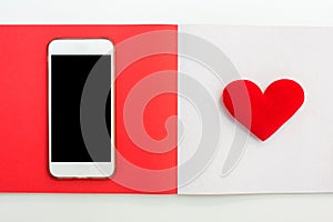 Love heart for Valentine with mobile smart phone