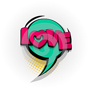 Love heart valentines day comic book text pop art