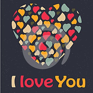 Love Heart Valentines day Greeting card trendy col