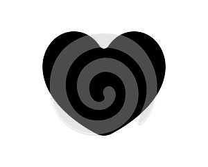Love heart vector icon black silhouette isolated on white background