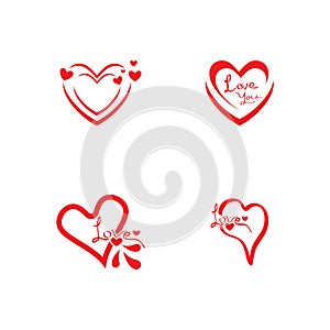 Love heart vector icon and symbol template illustration