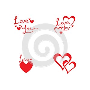 Love heart vector icon and symbol template illustration