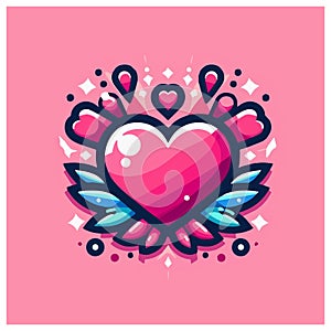 Love Heart Velentines Illustration Logo Vector