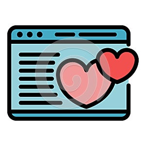 Love heart web page icon color outline vector
