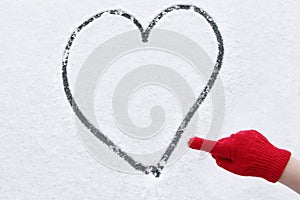 Love heart winter snow