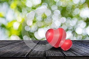 Love Heart on the wood Valentines Day background