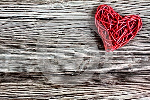 Love heart on wooden background