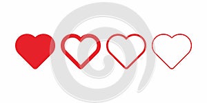 Love hearth icon variation red color symbol vector