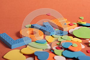 Love hearts on a orange background