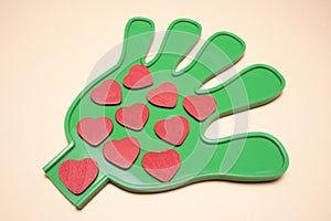 Love Hearts on Plastic Hand