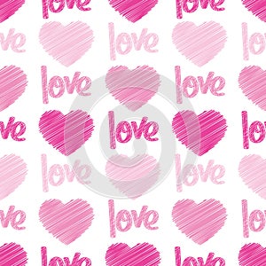 Love & Hearts Scribbles Seamless Tile