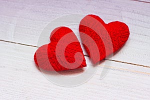 Love hearts on wooden texture background, valentines day card concept. original heart background