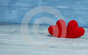 Love hearts on wooden texture background, valentines day card concept. original heart background