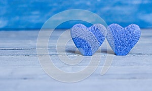 Love hearts on wooden texture background, valentines day card concept. original heart background