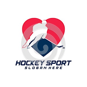 Love Hockey sport logo design template. Modern vector illustration. Badge design