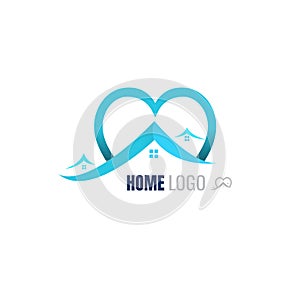 Love Home blue Logo Template. vector. on white background