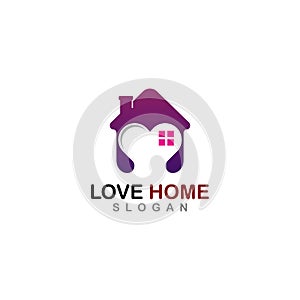 Love Home concept Design Heart House Shape Logo template icon