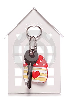 Love home keyring and door key