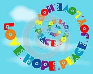 Love Hope Peace Joy Rainbow Spiral