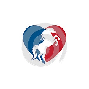 Love horse vector logo design.