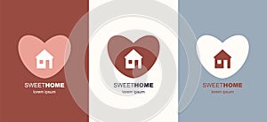 Love House Icon, Home Care Symbol, Sweet Home Heart Sign