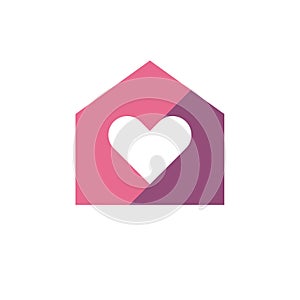 Love house logo design, sweet home logo icon, house and heart symbol vector