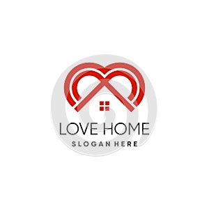 Love house logo design vector with modern unique style