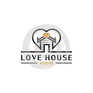 love house logo with diamond home wedding design