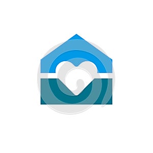 Love house logo icon design, home and heart logo combination