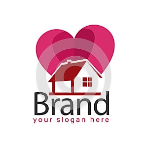 Love house stock logo vector. Abstract house logo. Vector Illustration on white background